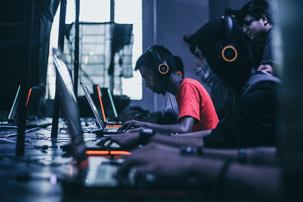 Students work on computer projects in the computer lab.